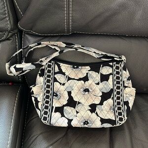 Vera Bradley black, white and tan floral crossbody bag